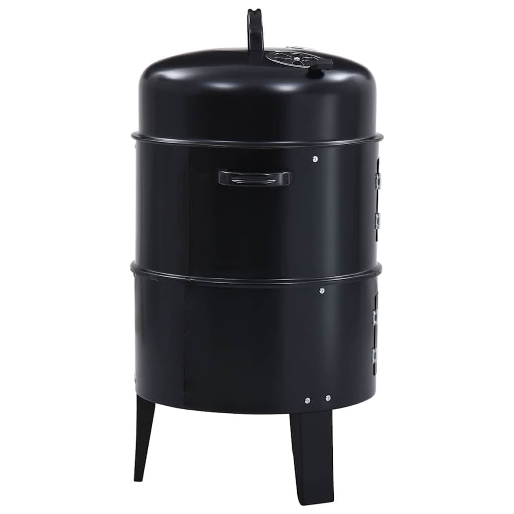 3-in-1 Charcoal Smoker BBQ Grill Outdoor Cooking 40x80cm Black Portable