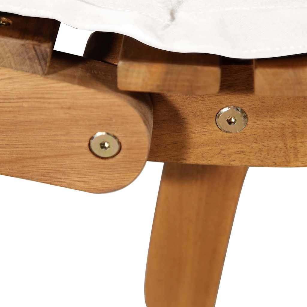 Solid Acacia Wood Folding Sun Lounger with Cream Cushion