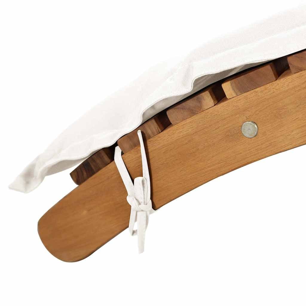 Solid Acacia Wood Folding Sun Lounger with Cream Cushion