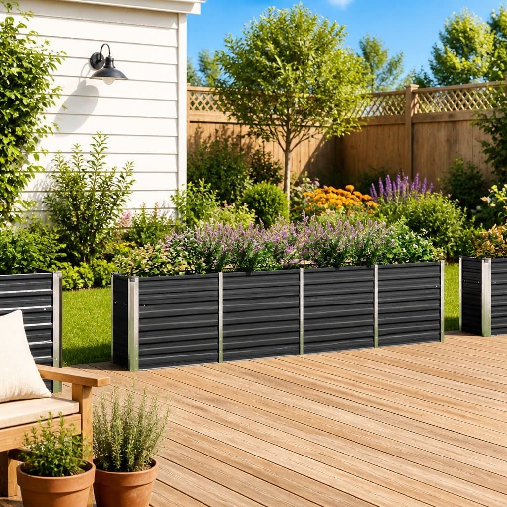Galvanised Steel Garden Planter Box 320x40x77 cm
