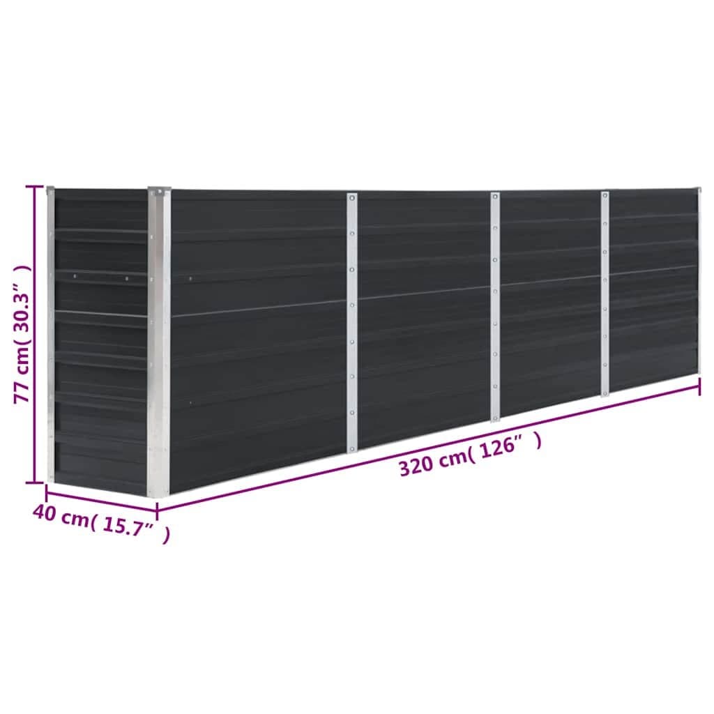 Galvanised Steel Garden Planter Box 320x40x77 cm