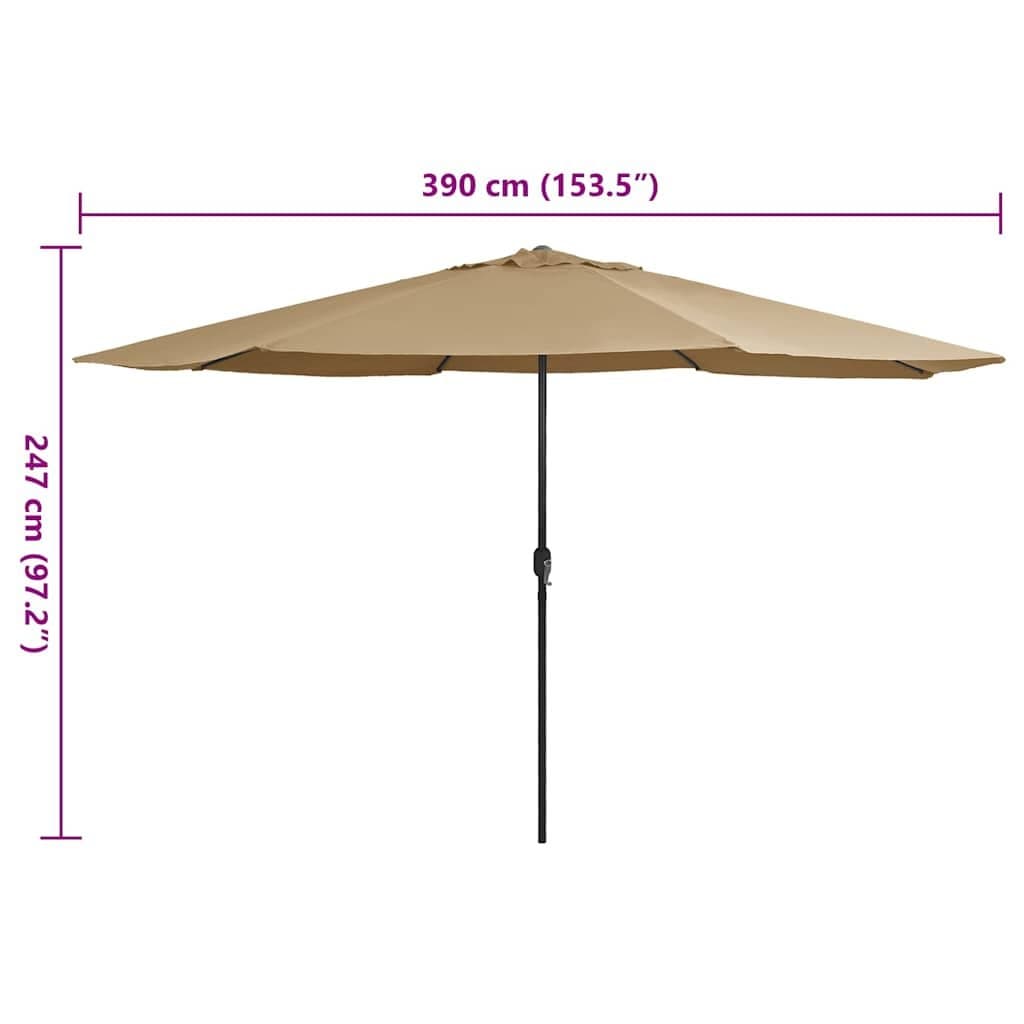 Garden Parasol with 390cm Metal Pole in Taupe