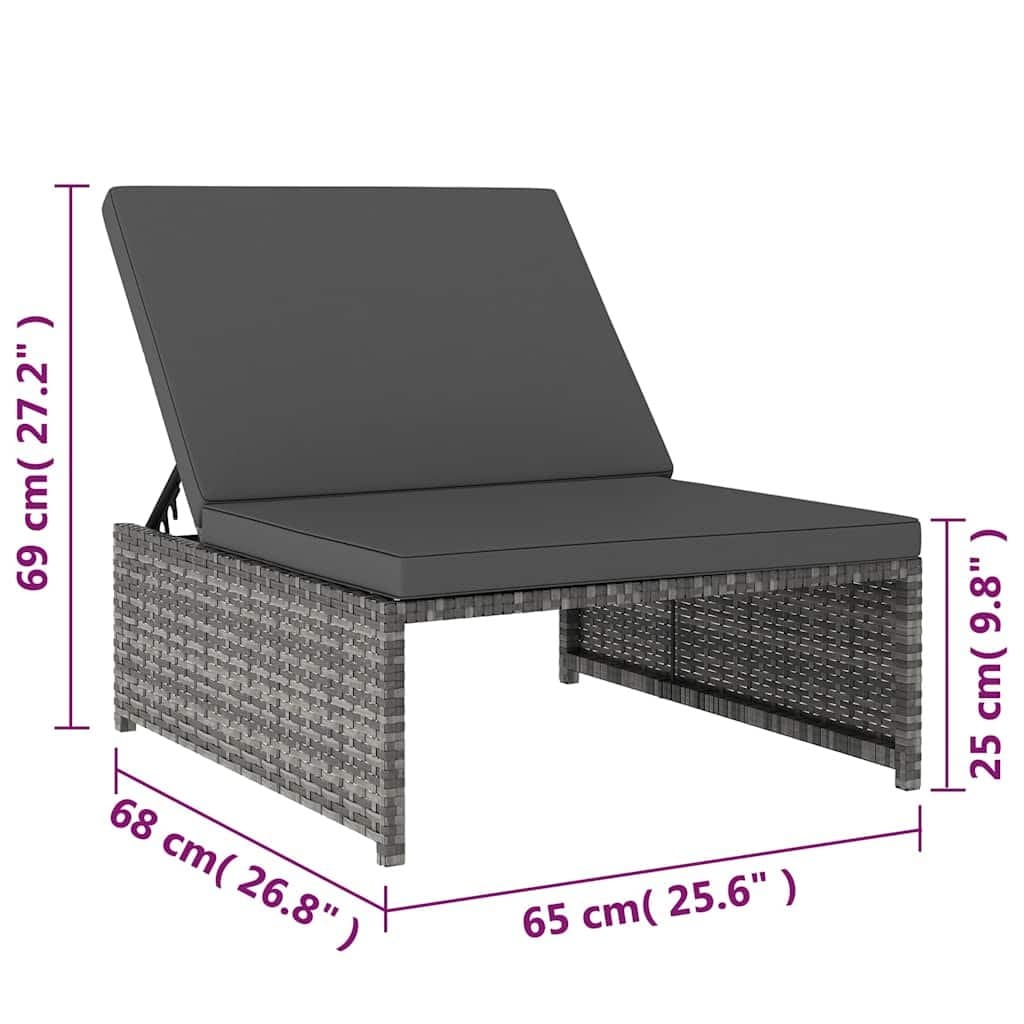 Grey Poly Rattan Lounge Set with Reclining Chairs