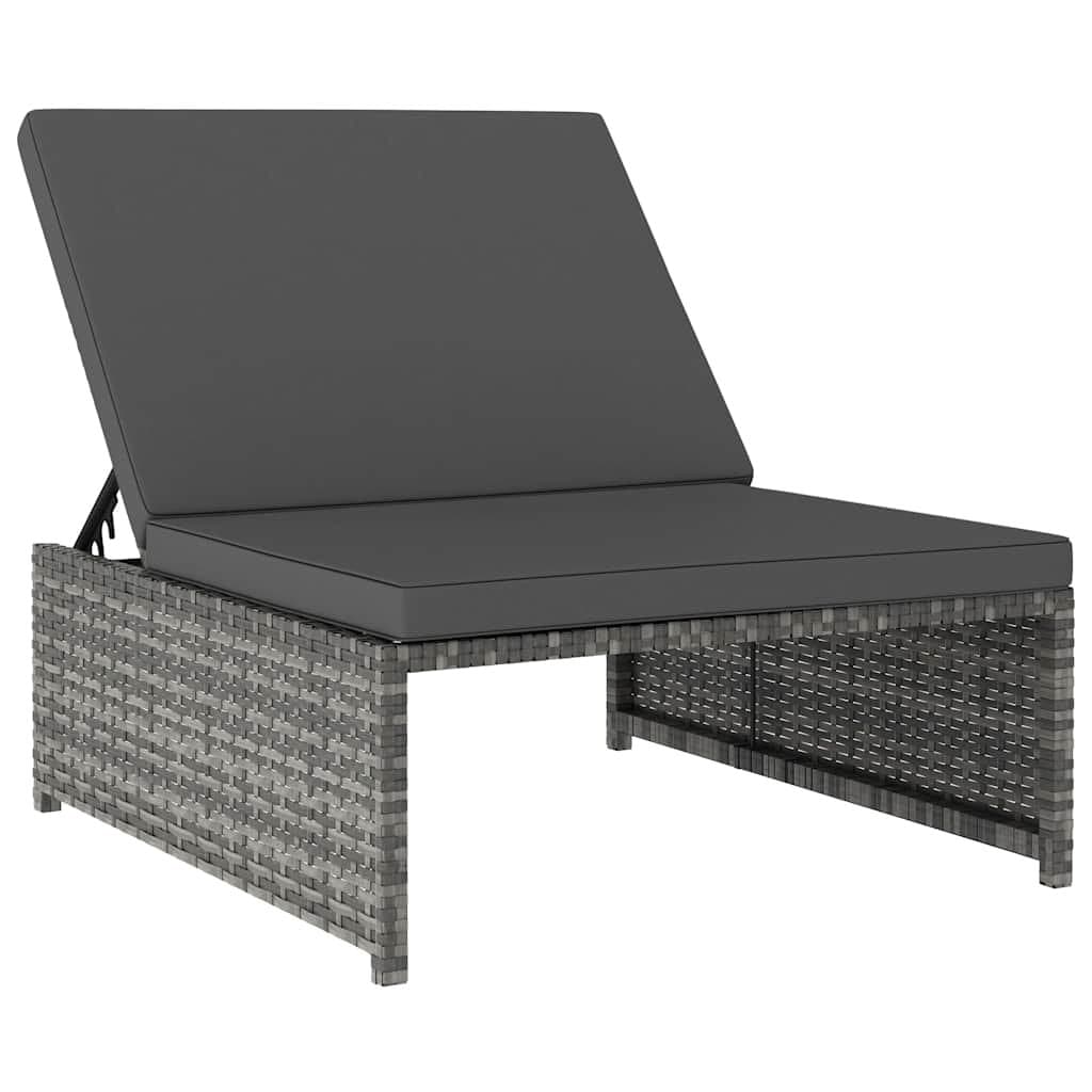 Grey Poly Rattan Lounge Set with Reclining Chairs