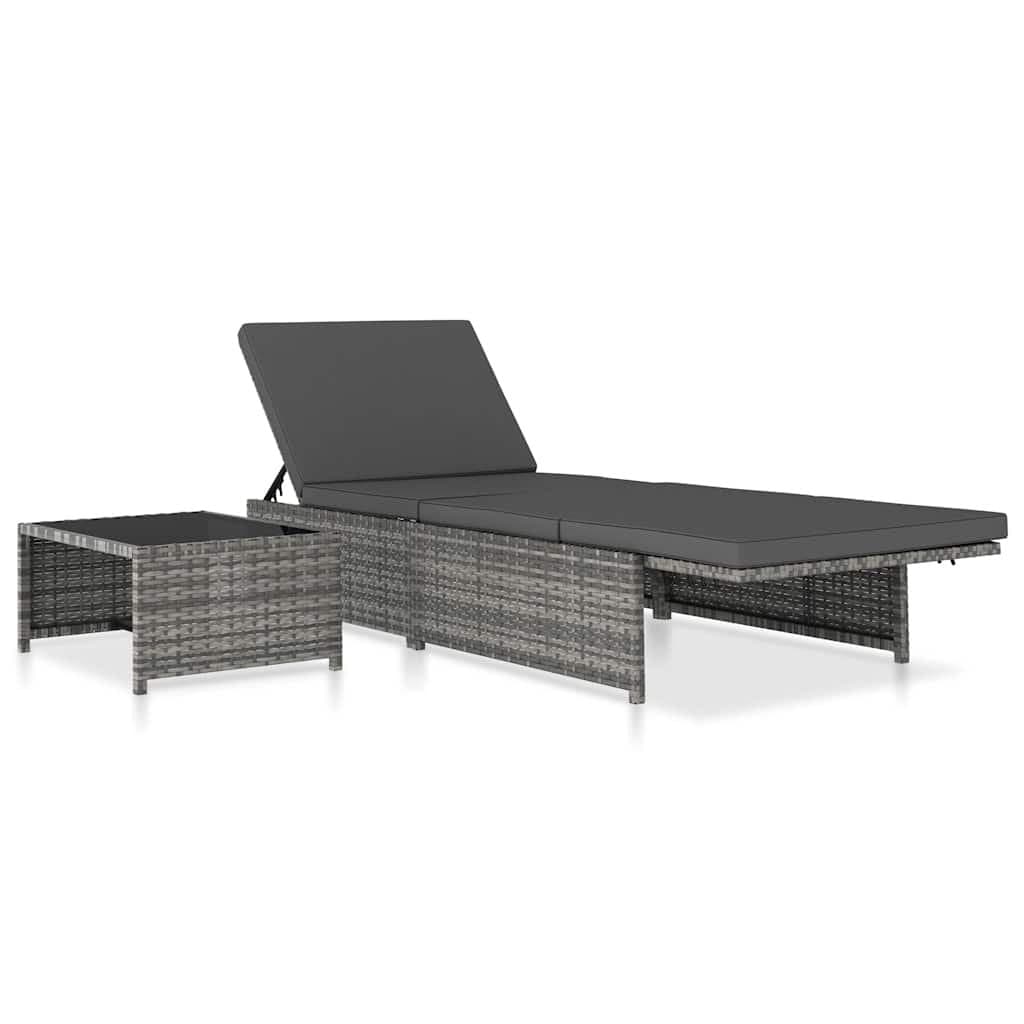 Grey Poly Rattan Lounge Set with Reclining Chairs