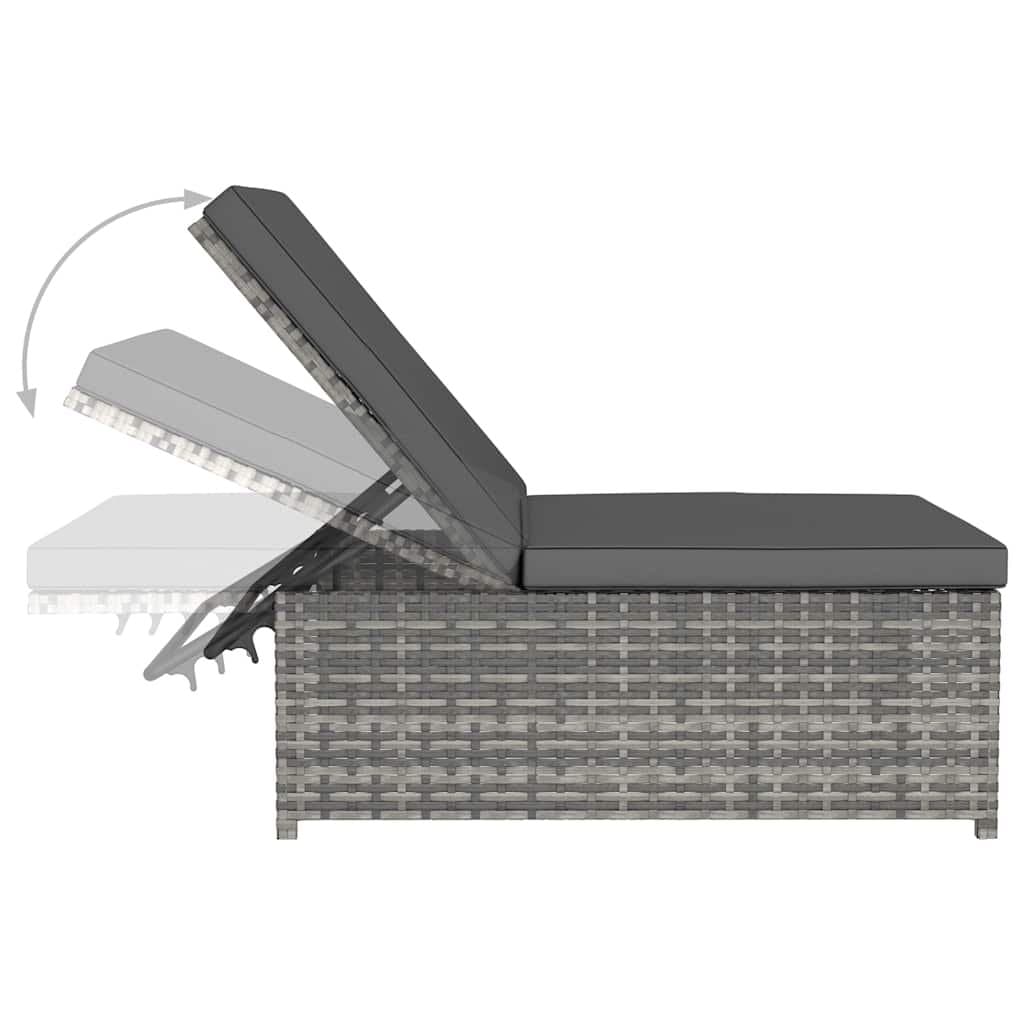 Grey Poly Rattan Lounge Set with Reclining Chairs