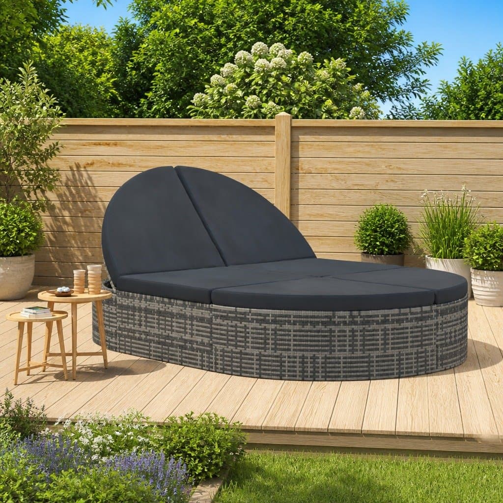 2-Person Sun Lounger with Adjustable Ends in Grey
