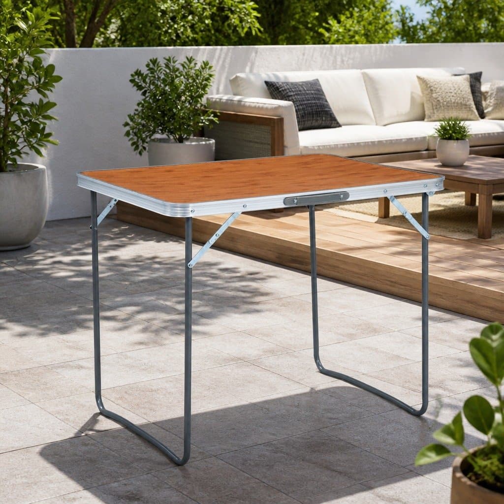 Portable Outdoor Picnic Table with Metal Frame