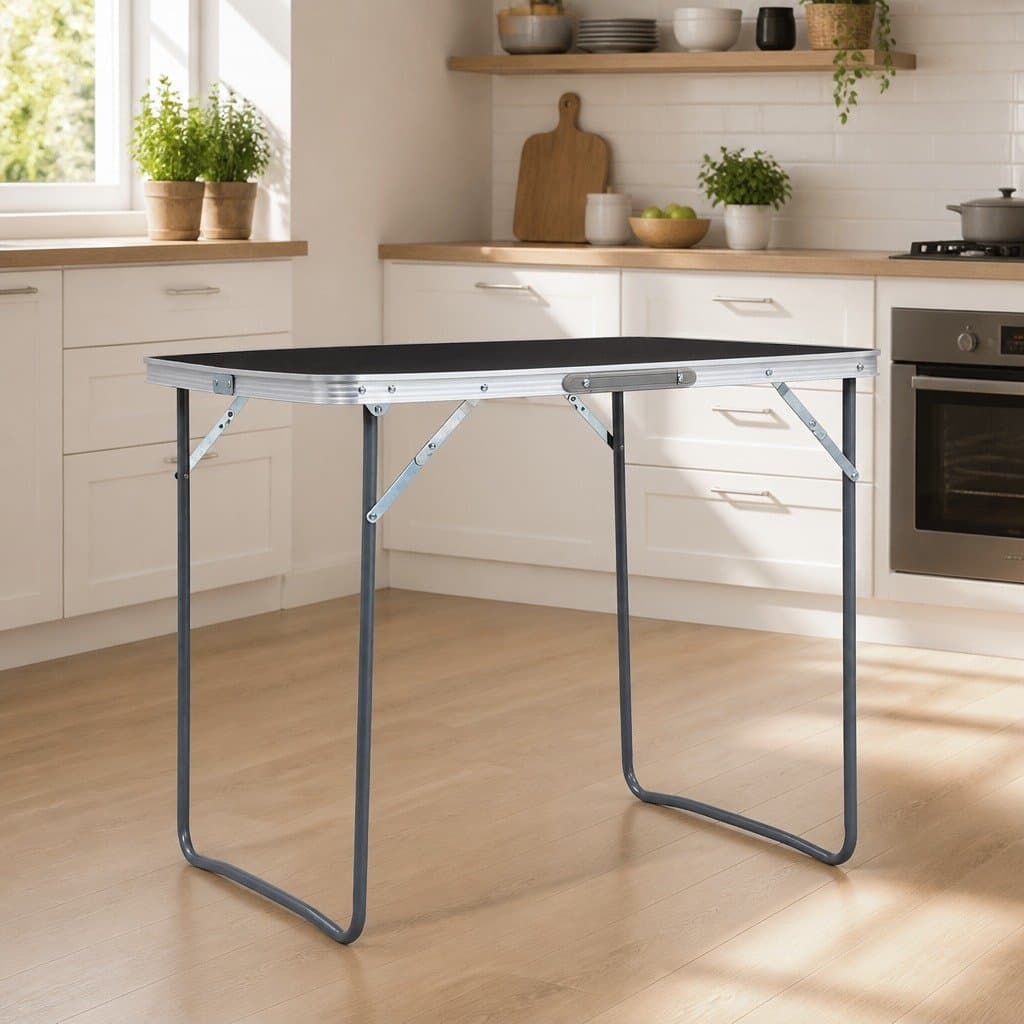 Grey Foldable Camping Table 80x60cm