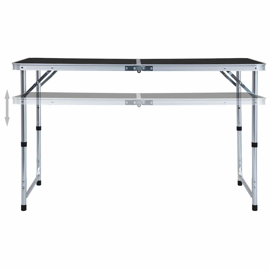 Foldable Camping Table Grey Adjustable Height Portable