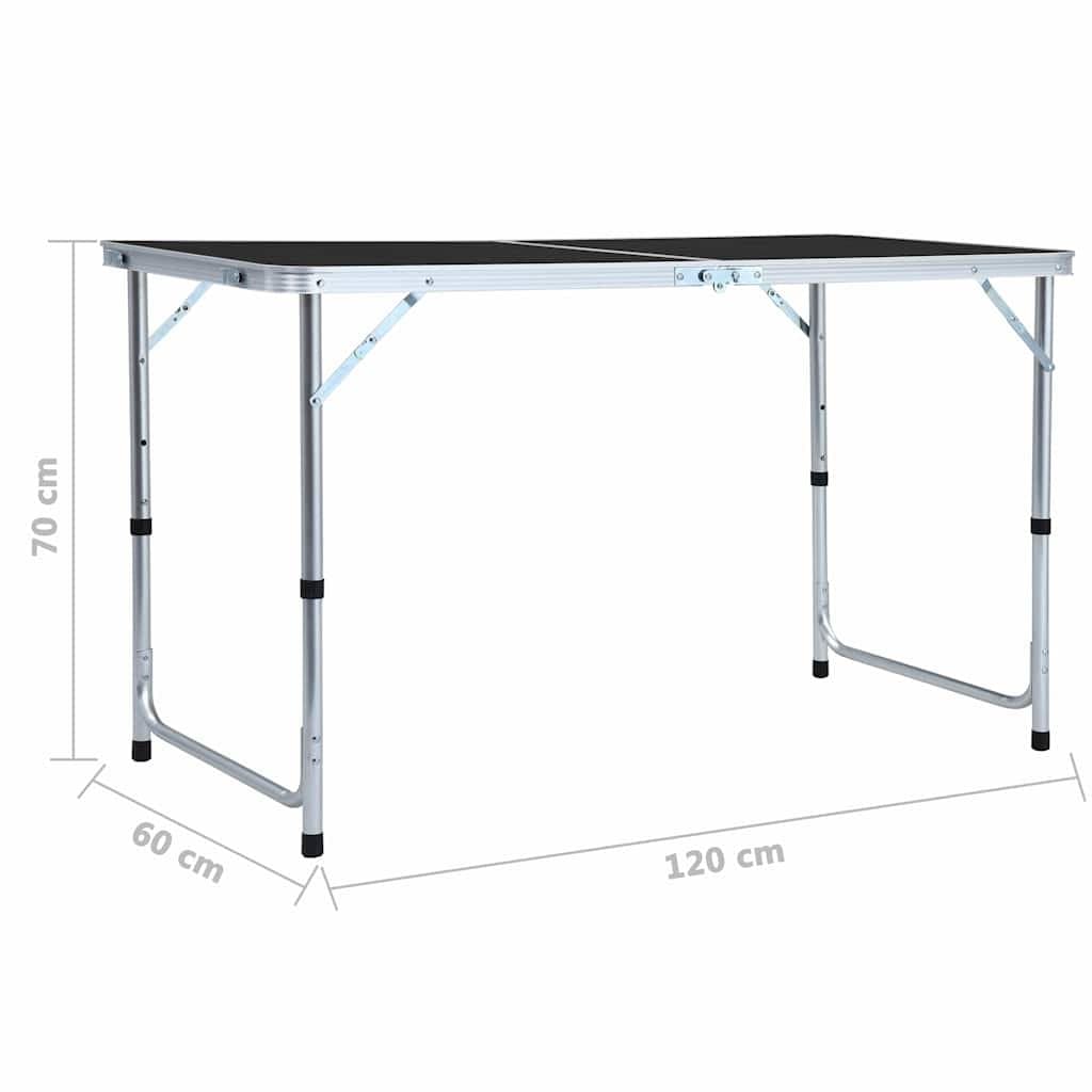 Foldable Camping Table Grey Adjustable Height Portable
