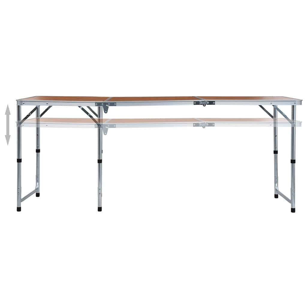 Brown Foldable Camping Table with Adjustable Height