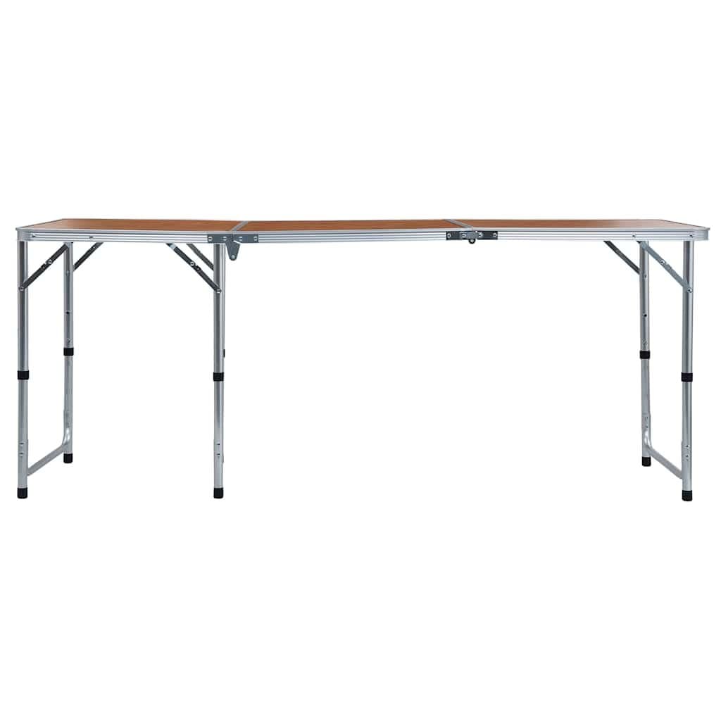 Brown Foldable Camping Table with Adjustable Height