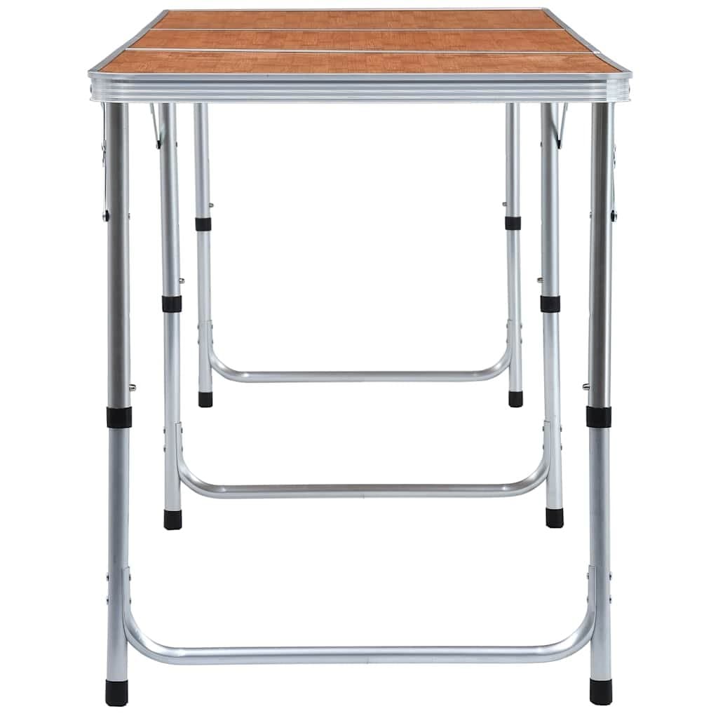 Brown Foldable Camping Table with Adjustable Height