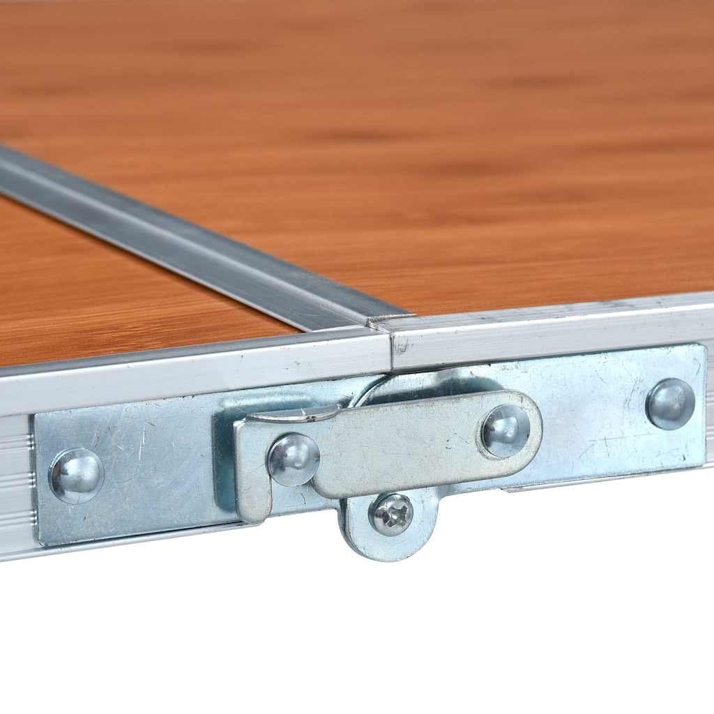 Brown Foldable Camping Table with Adjustable Height