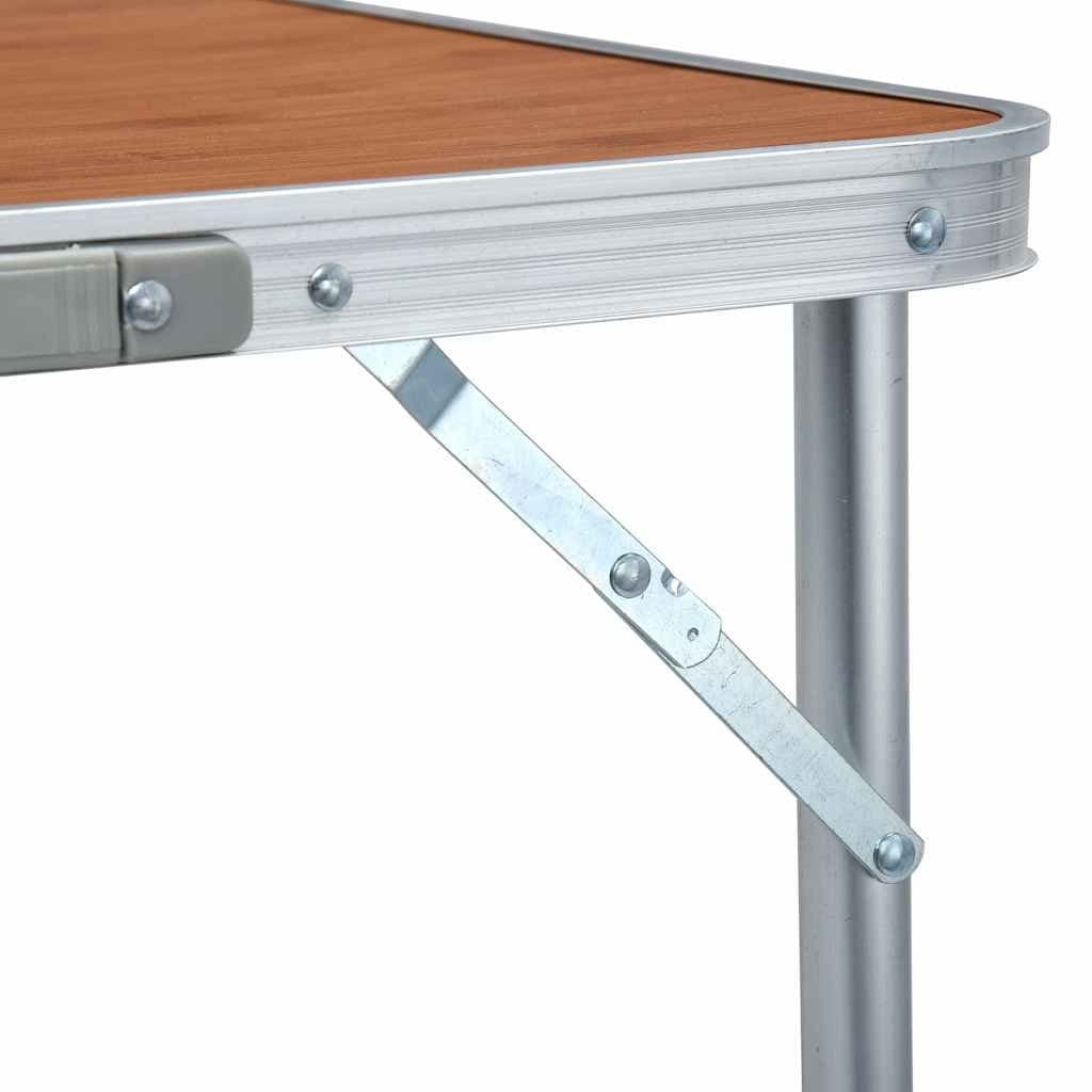 Brown Foldable Camping Table with Adjustable Height