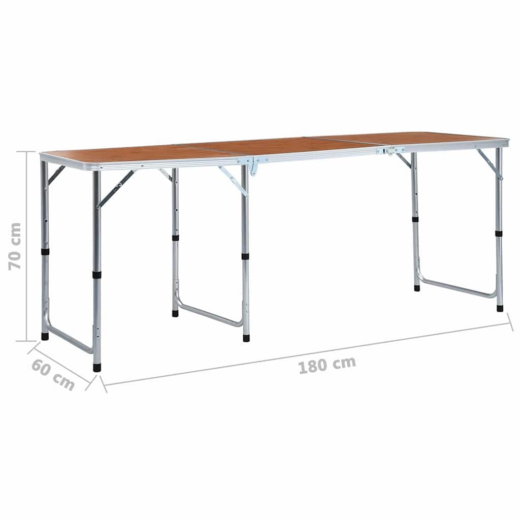 Brown Foldable Camping Table with Adjustable Height