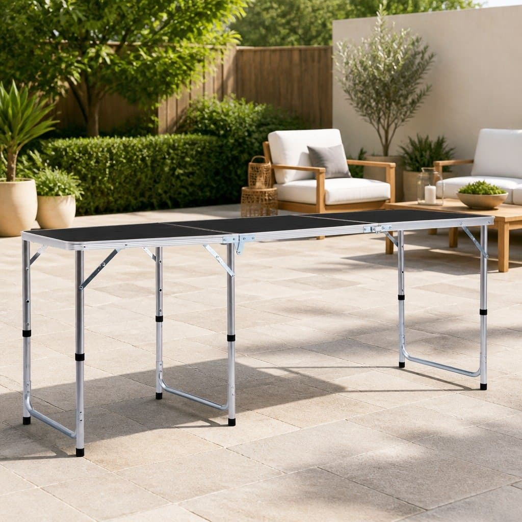 Adjustable Height Foldable Camping Table in Grey