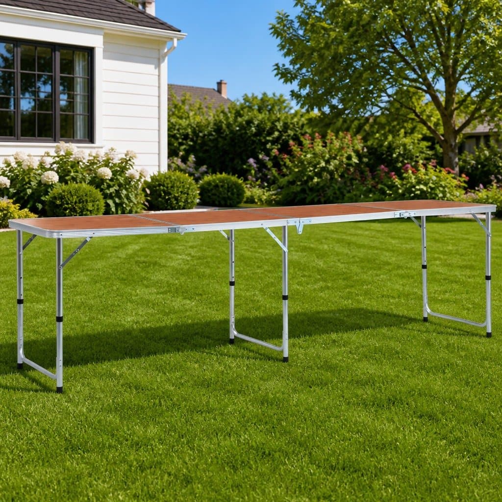Adjustable Height Camping Table 240x60 cm Portable