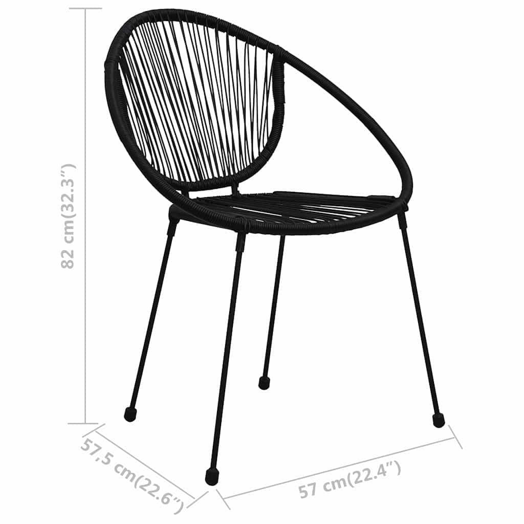 Black Rattan Style Garden Chairs Set of 2
