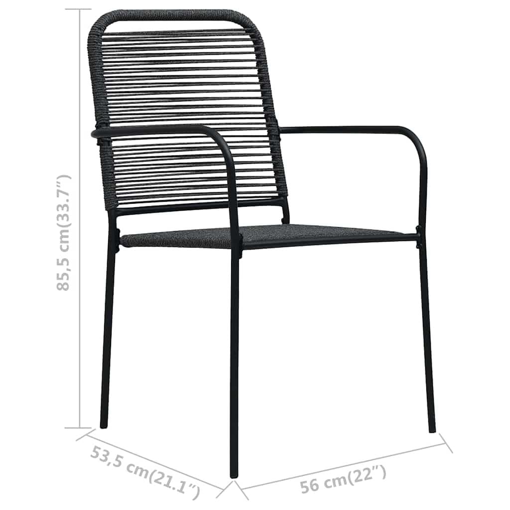 Black Outdoor Chairs Set of 2 with Steel Frame