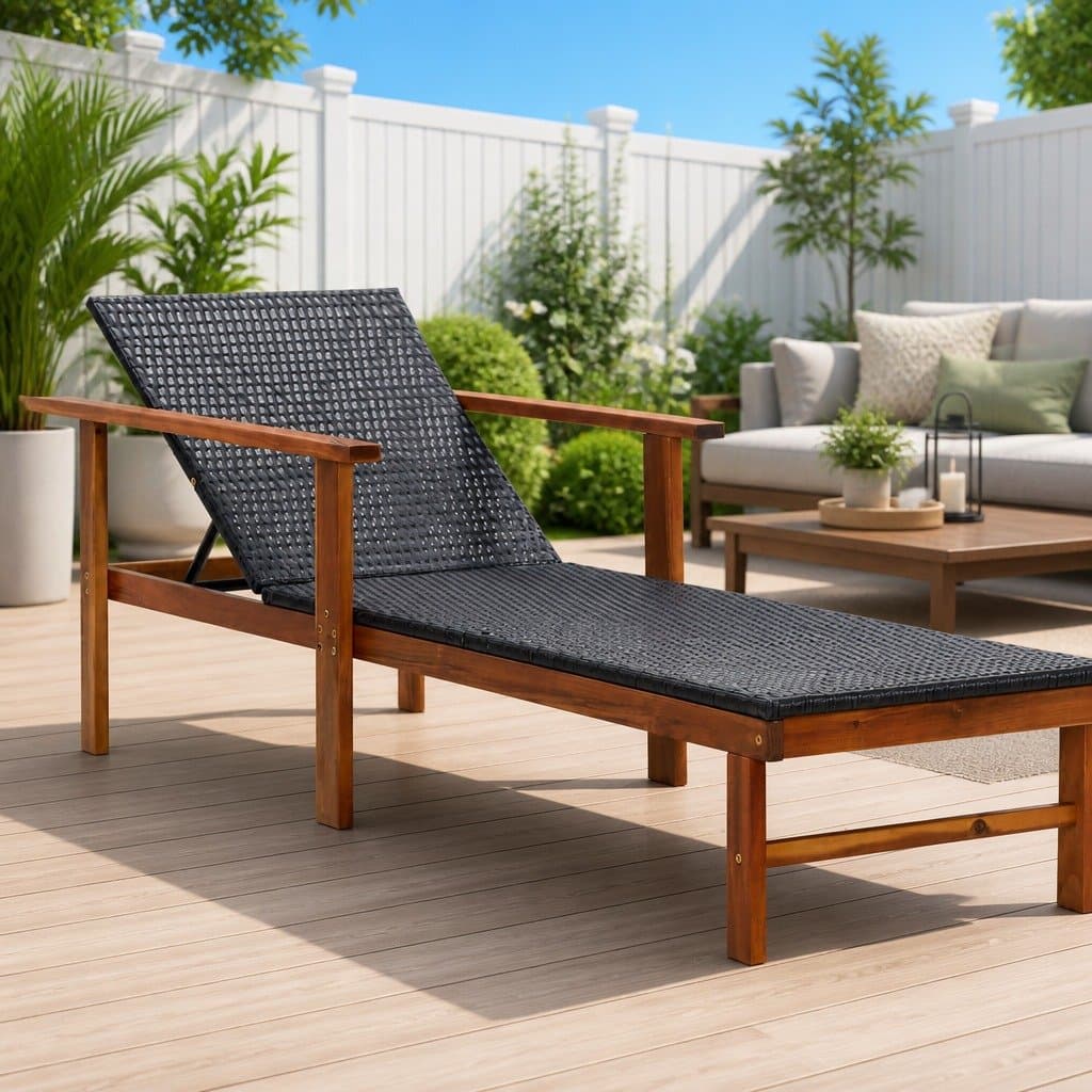 Outdoor Sun Lounger with Acacia Wood Frame
