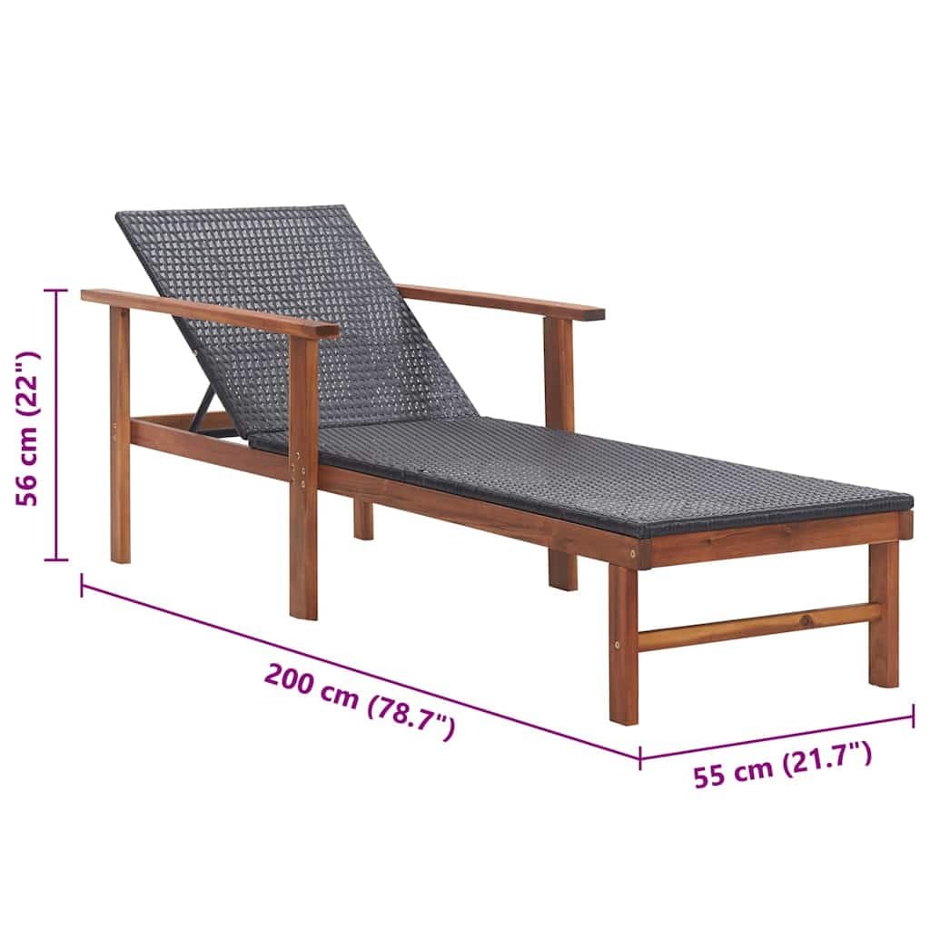 Outdoor Sun Lounger with Acacia Wood Frame