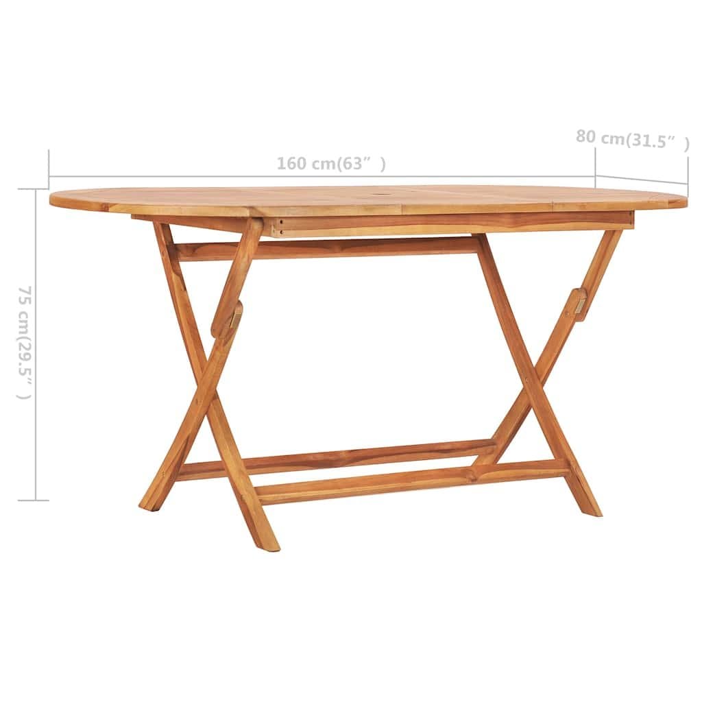 Folding Teak Wood Dining Table 160x80cm