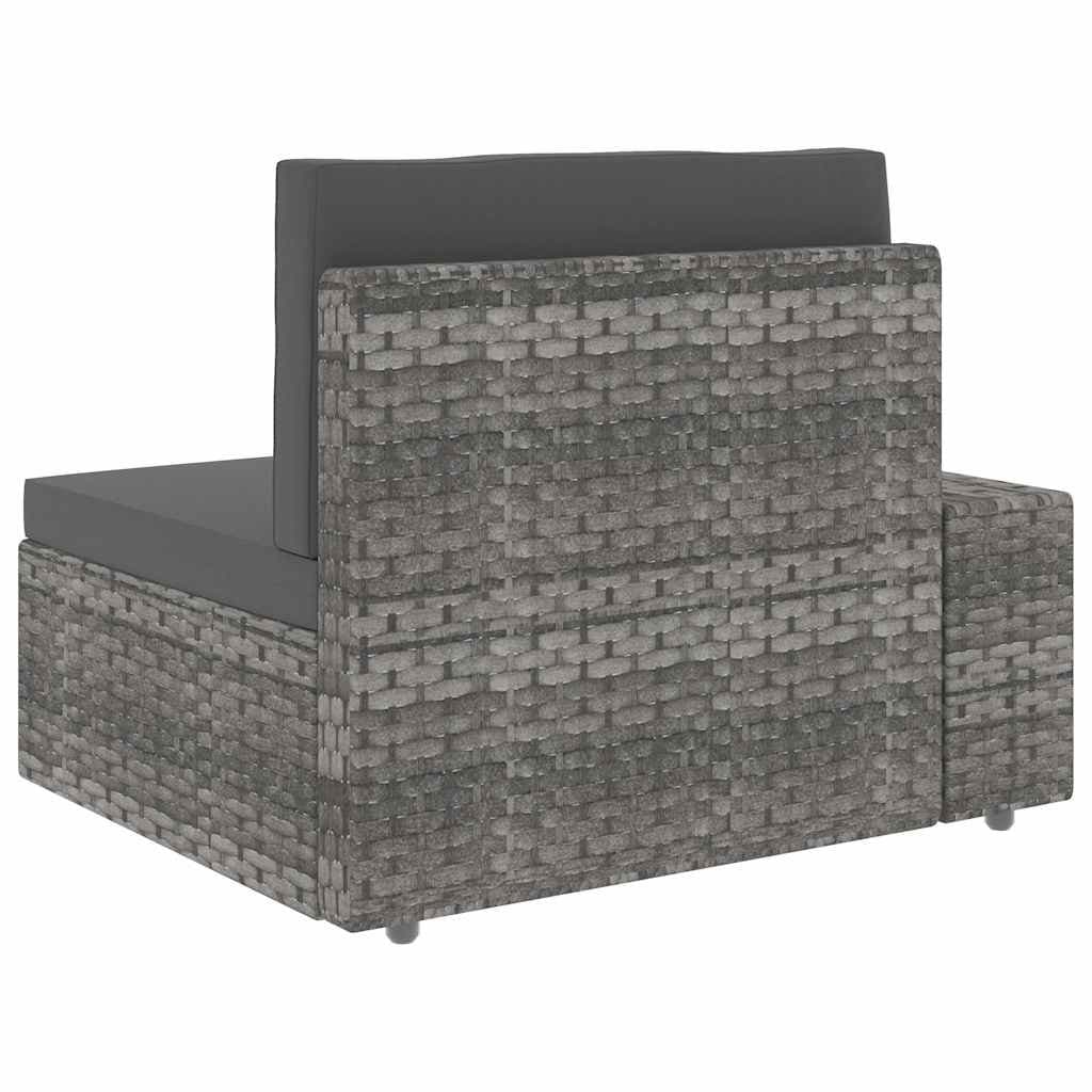 Outdoor Sectional Sofa 3-Seater Grey Poly Rattan