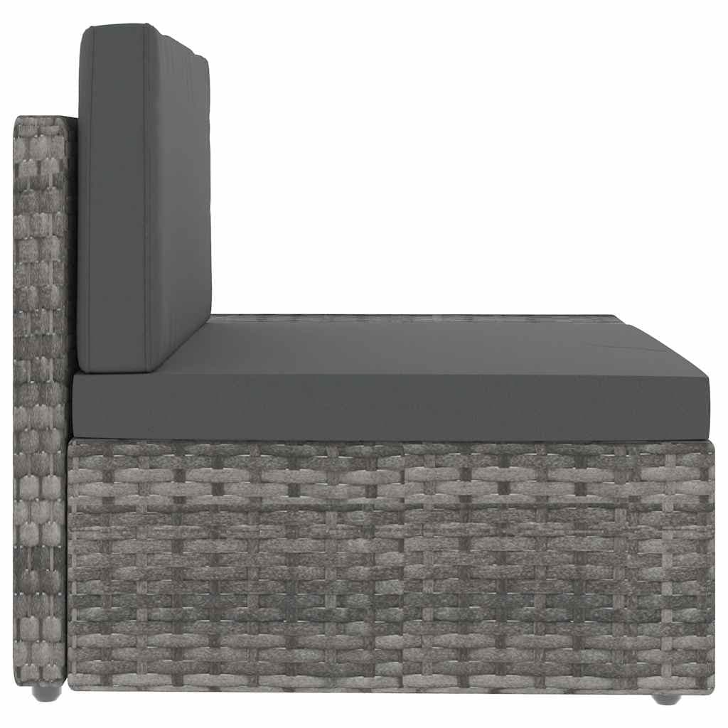 Outdoor Sectional Sofa 3-Seater Grey Poly Rattan