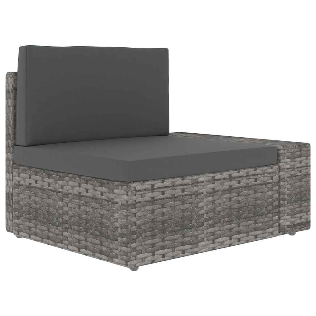 Outdoor Sectional Sofa 3-Seater Grey Poly Rattan