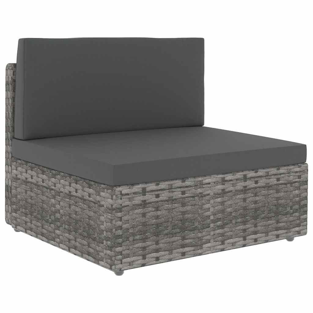 Outdoor Sectional Sofa 3-Seater Grey Poly Rattan