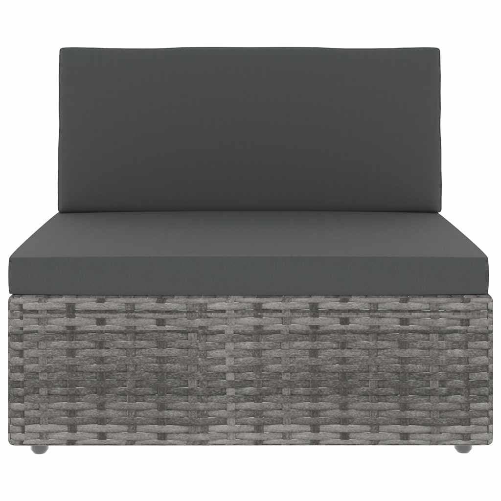 Outdoor Sectional Sofa 3-Seater Grey Poly Rattan