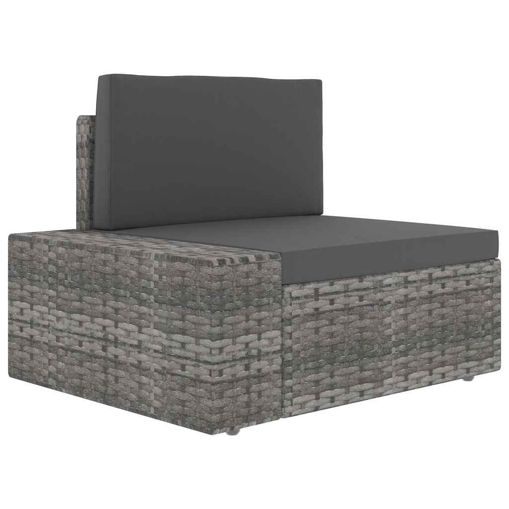 Outdoor Sectional Sofa 3-Seater Grey Poly Rattan