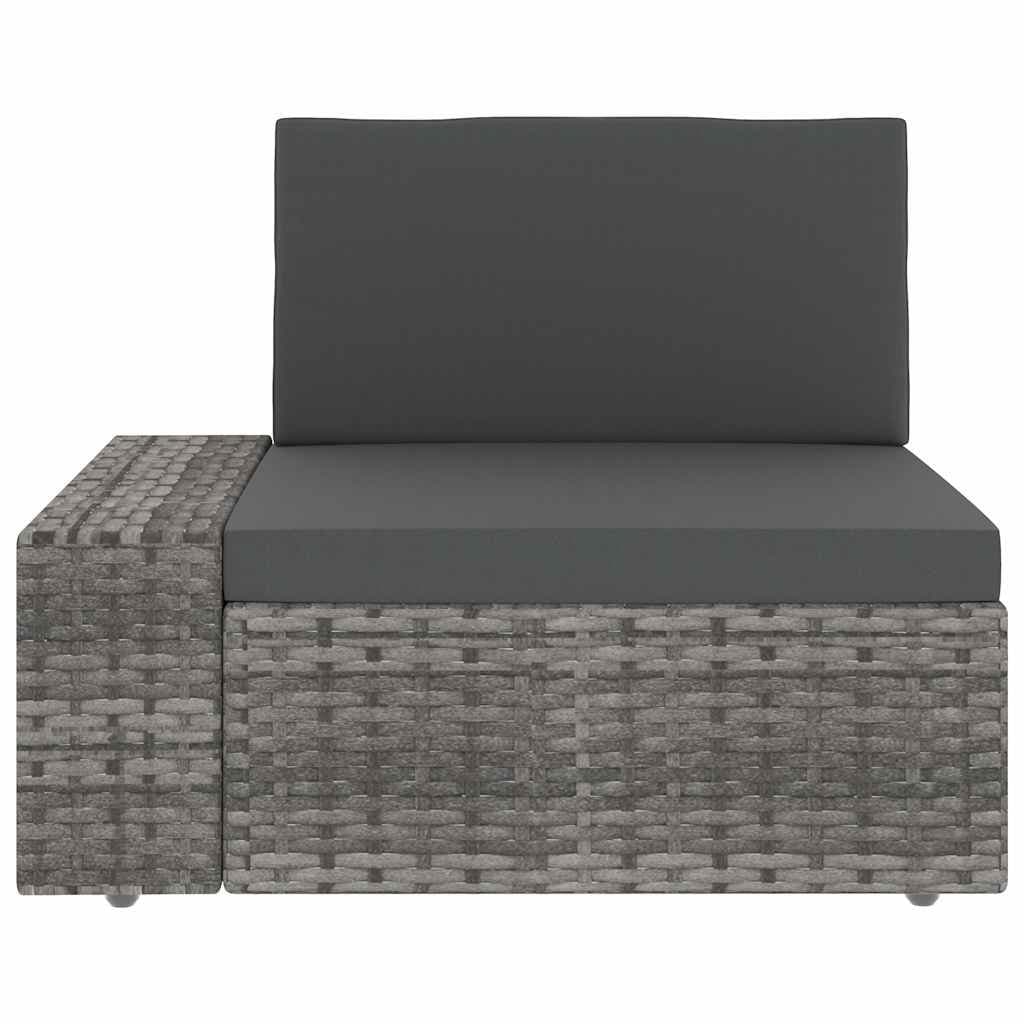 Outdoor Sectional Sofa 3-Seater Grey Poly Rattan