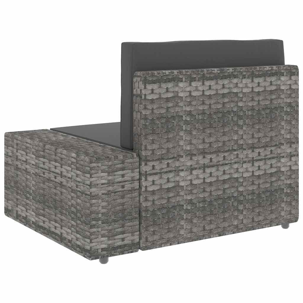 Outdoor Sectional Sofa 3-Seater Grey Poly Rattan