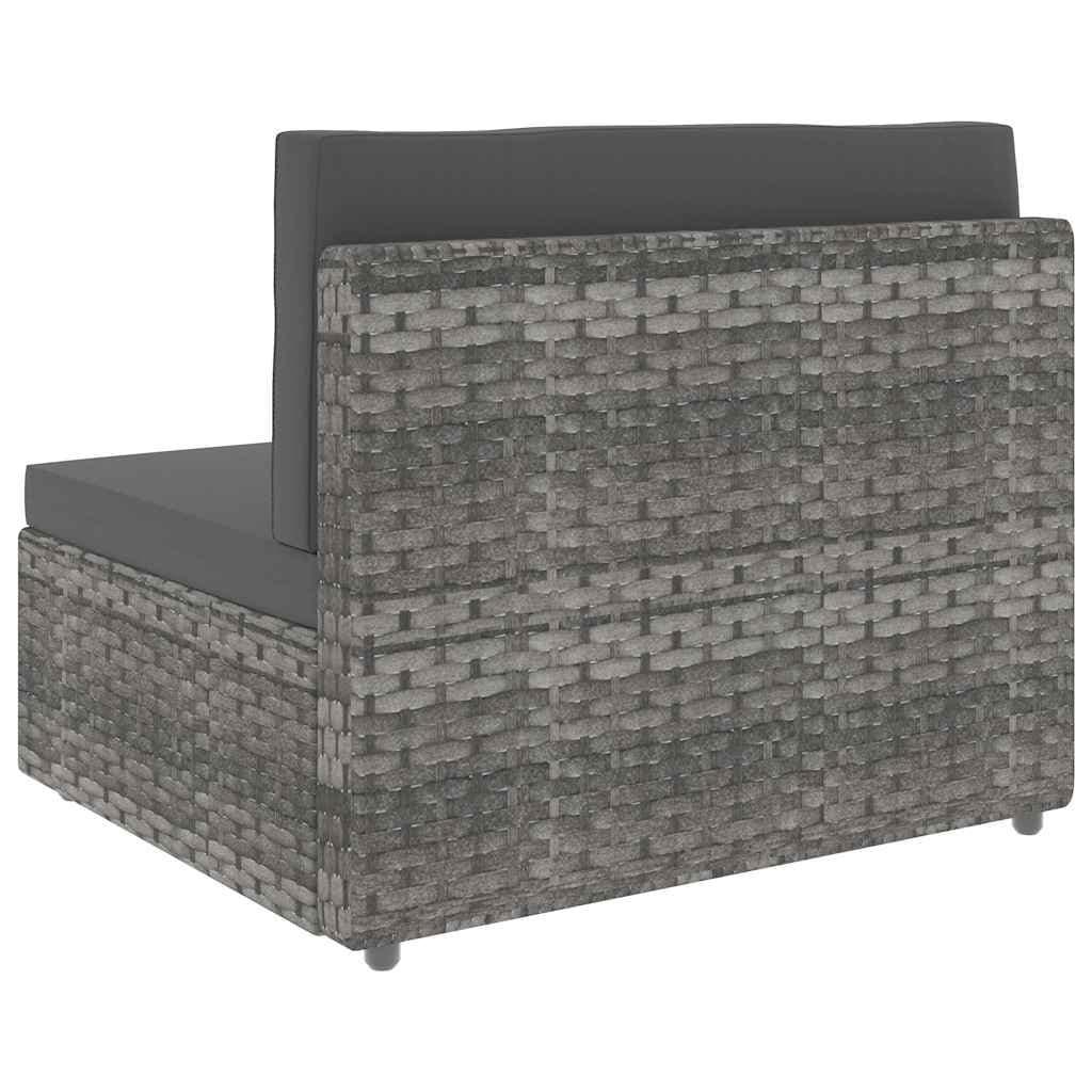 Outdoor Sectional Sofa 3-Seater Grey Poly Rattan