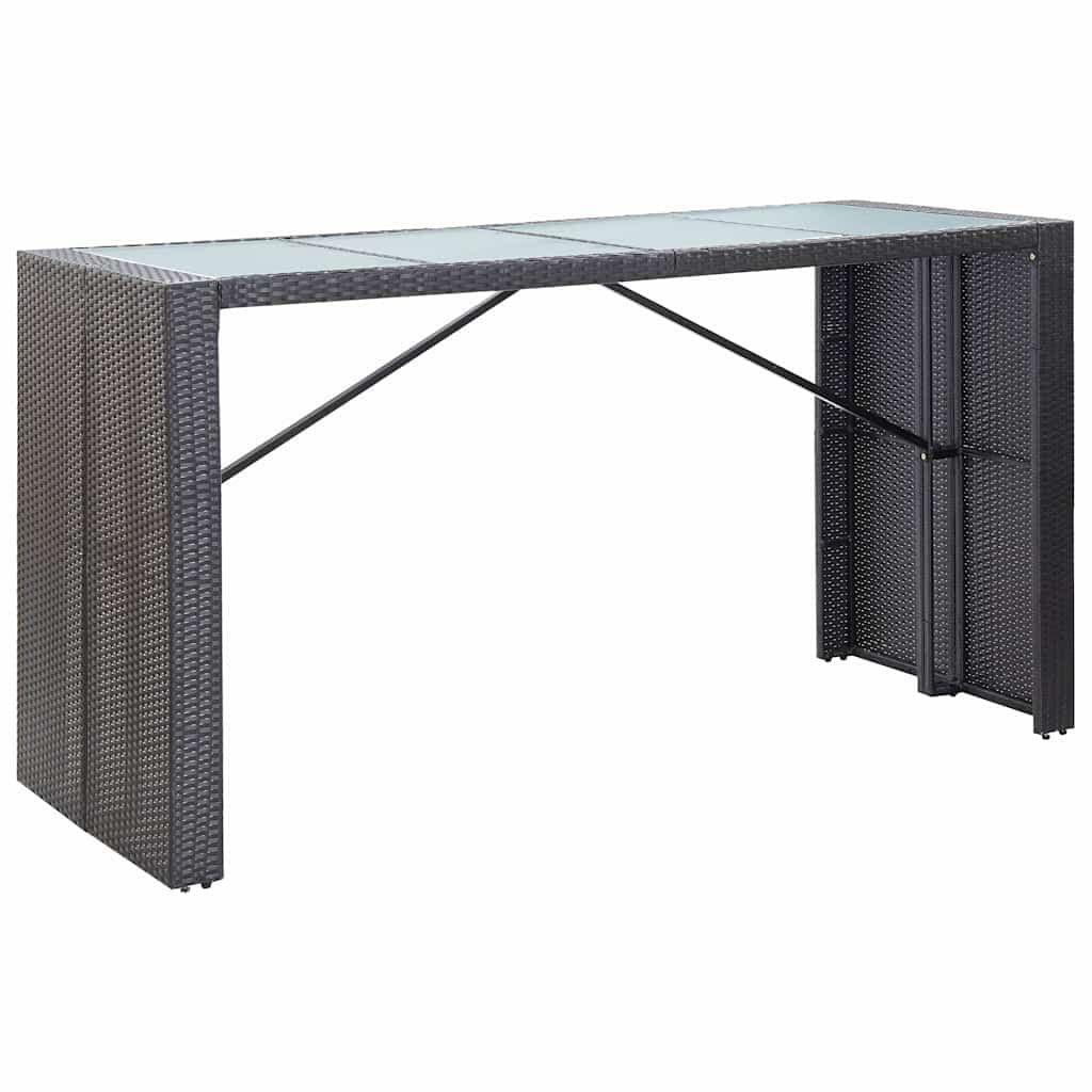 9 Piece Poly Rattan Outdoor Bar Set in Black