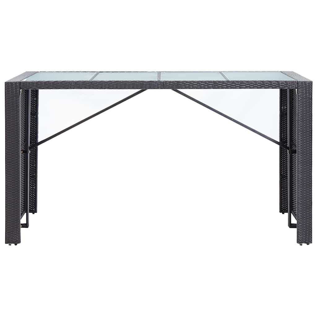 9 Piece Poly Rattan Outdoor Bar Set in Black