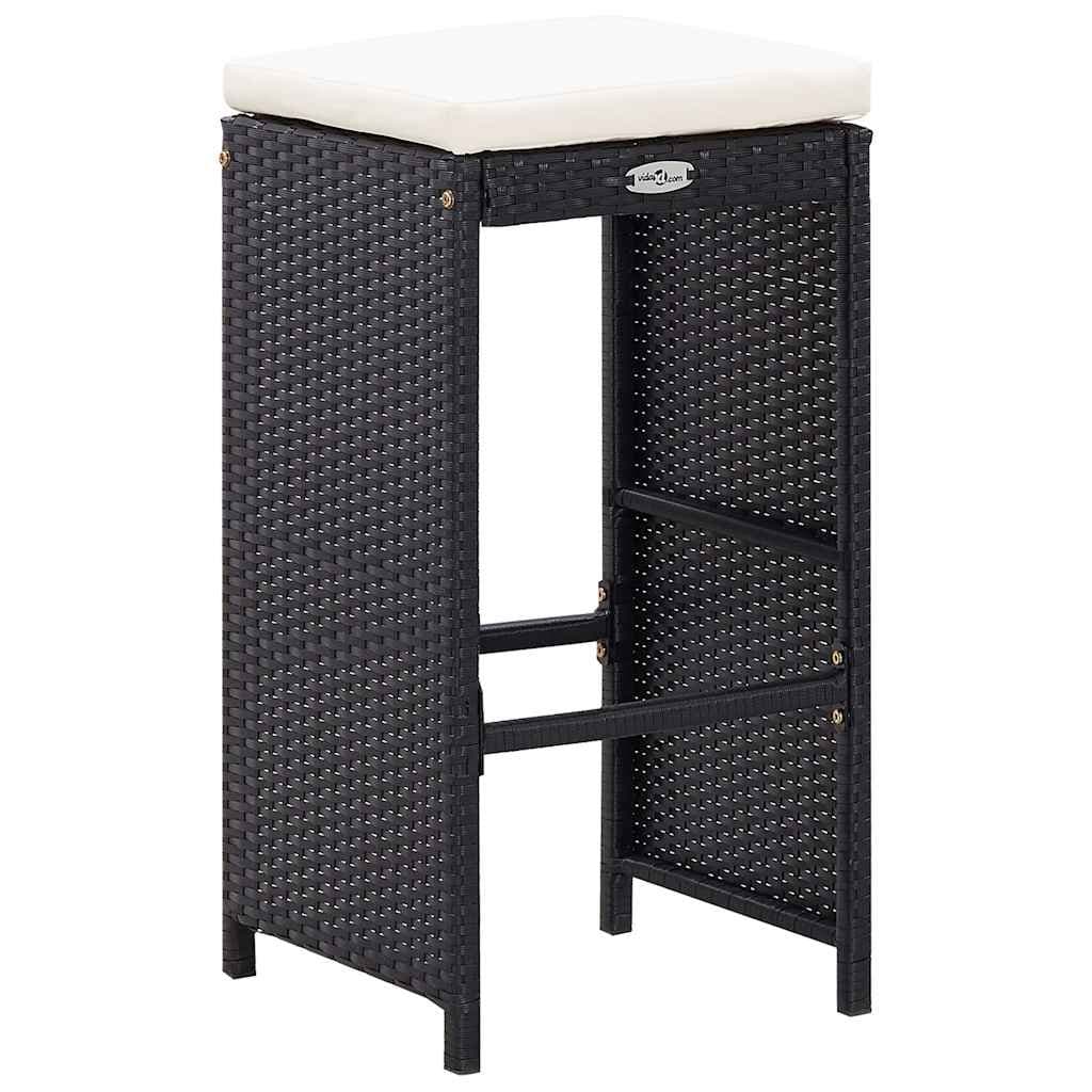 9 Piece Poly Rattan Outdoor Bar Set in Black