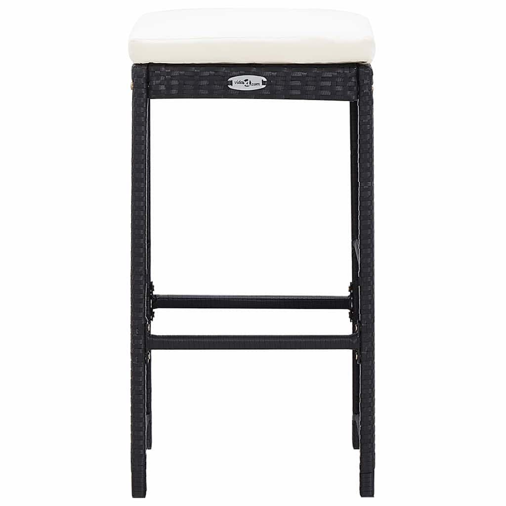 9 Piece Poly Rattan Outdoor Bar Set in Black