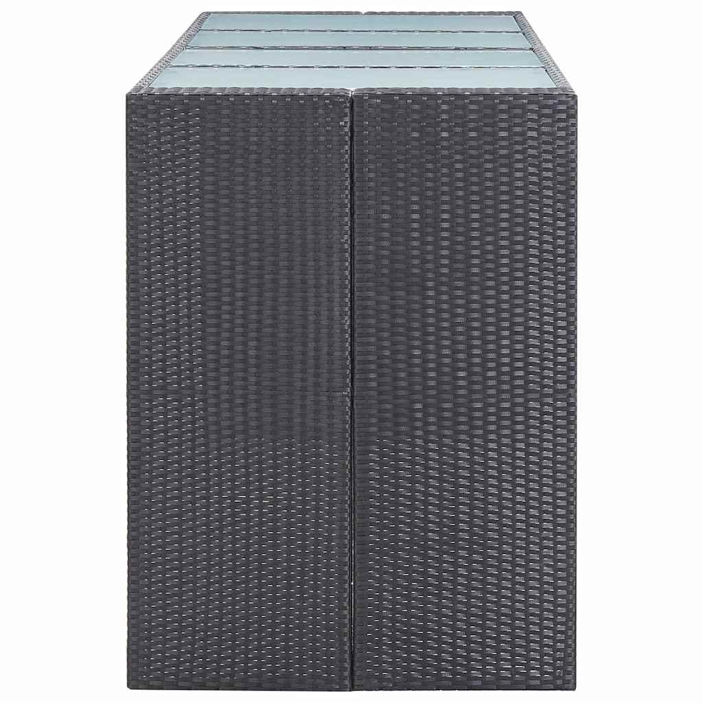 9 Piece Poly Rattan Outdoor Bar Set in Black