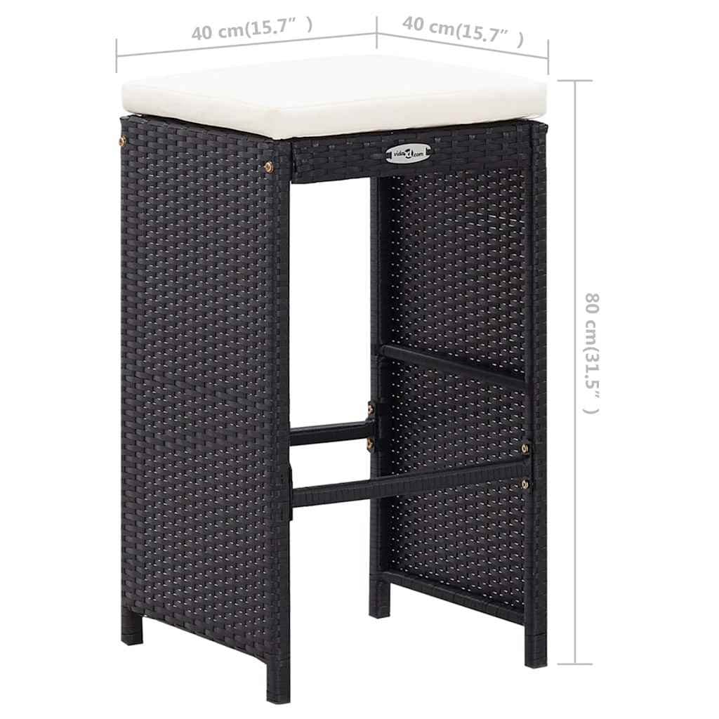 9 Piece Poly Rattan Outdoor Bar Set in Black