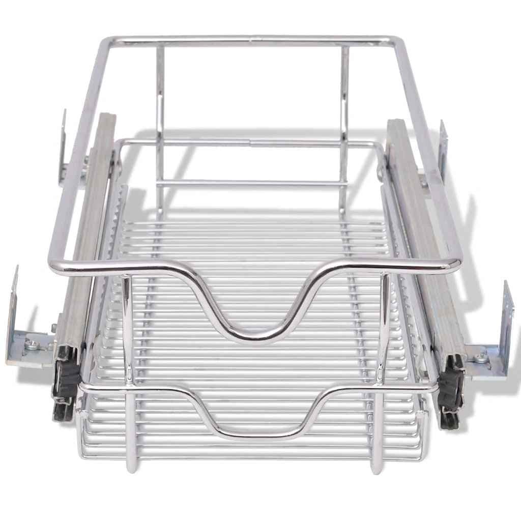 Pull-Out Wire Kitchen Baskets 2 pcs Silver 300mm Cabinet Organiser Storage