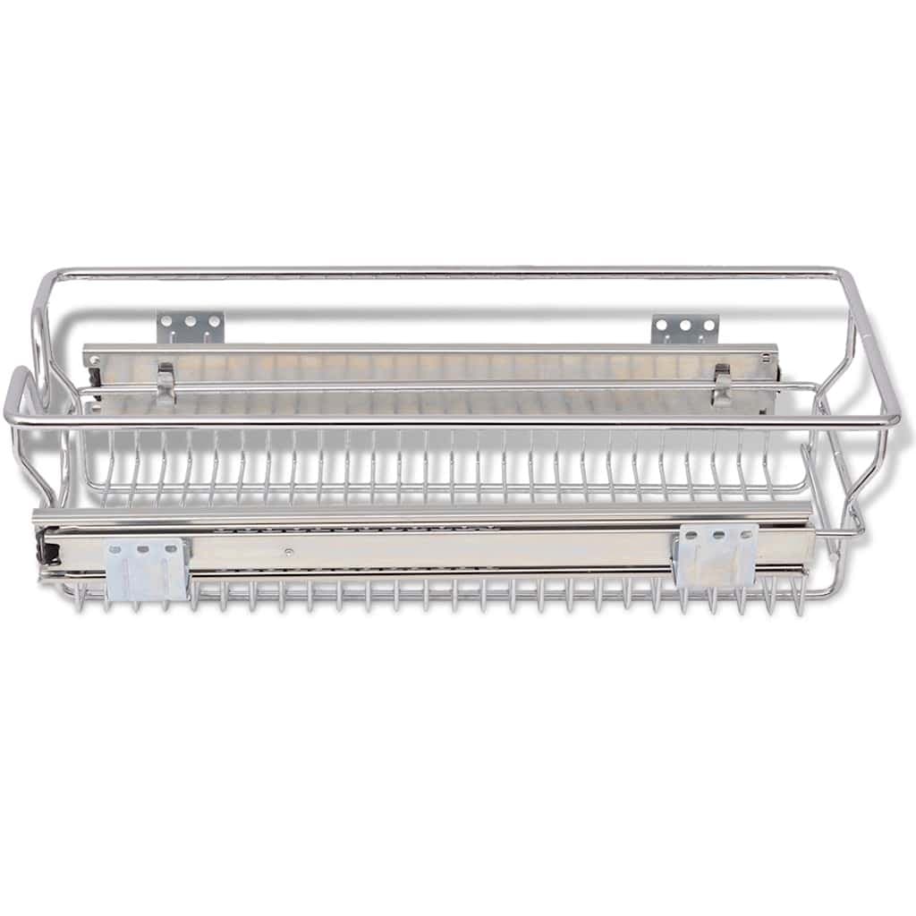 Pull-Out Wire Kitchen Baskets 2 pcs Silver 300mm Cabinet Organiser Storage