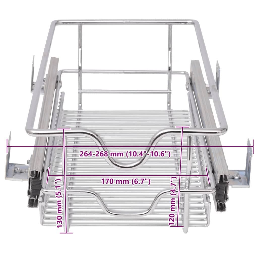 Pull-Out Wire Kitchen Baskets 2 pcs Silver 300mm Cabinet Organiser Storage