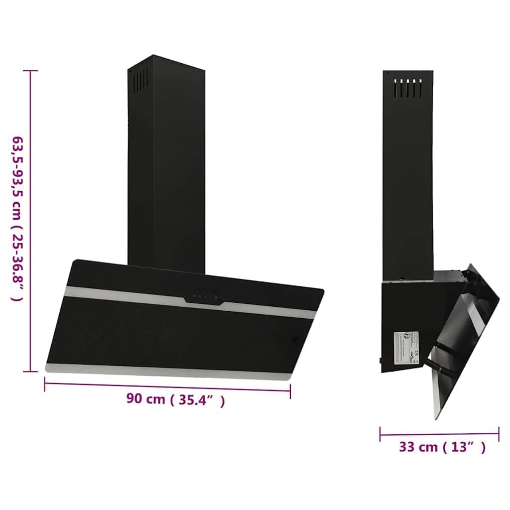 90cm Wall-Mounted Range Hood with LED Lamp