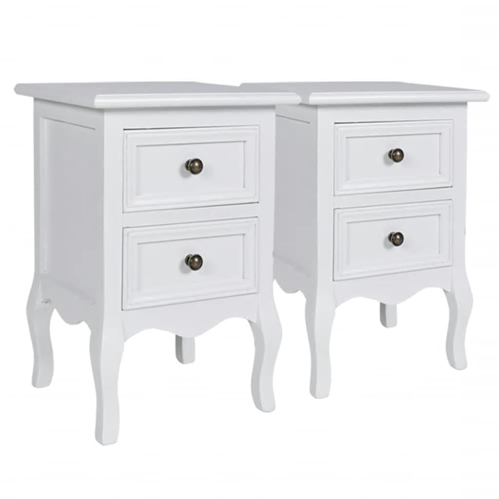 Bedside Tables Set of 2 with Drawers in White