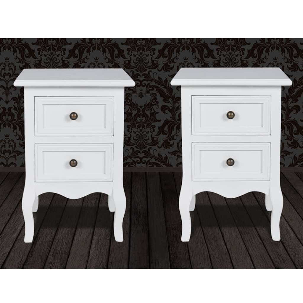Bedside Tables Set of 2 with Drawers in White