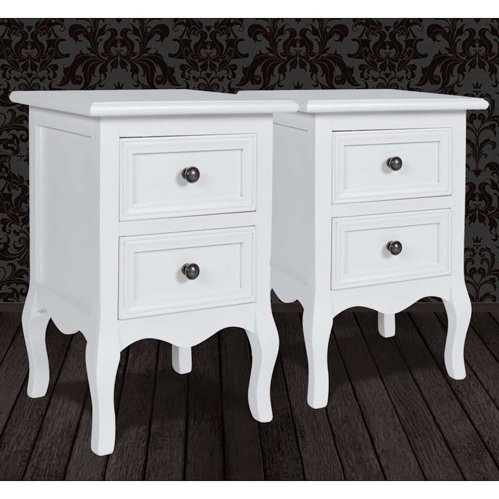 Bedside Tables Set of 2 with Drawers in White